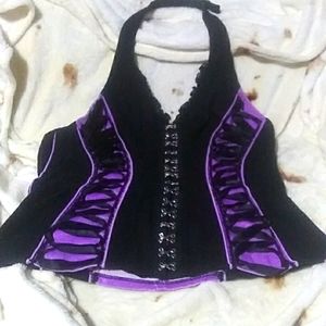 Tripp Corset (M) Black and Purple, hooked with ribbons